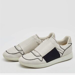 Bottega Veneta White Leather Intrecciato Slip On Sneakers